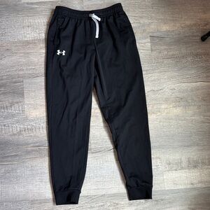 Under Armour Kids Black Joggers with White Accent